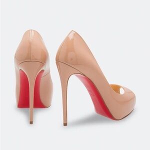Christian Louboutin Flo 120 Peep Toe Nude Patent Leather Heels Shoes Pumps 41/11